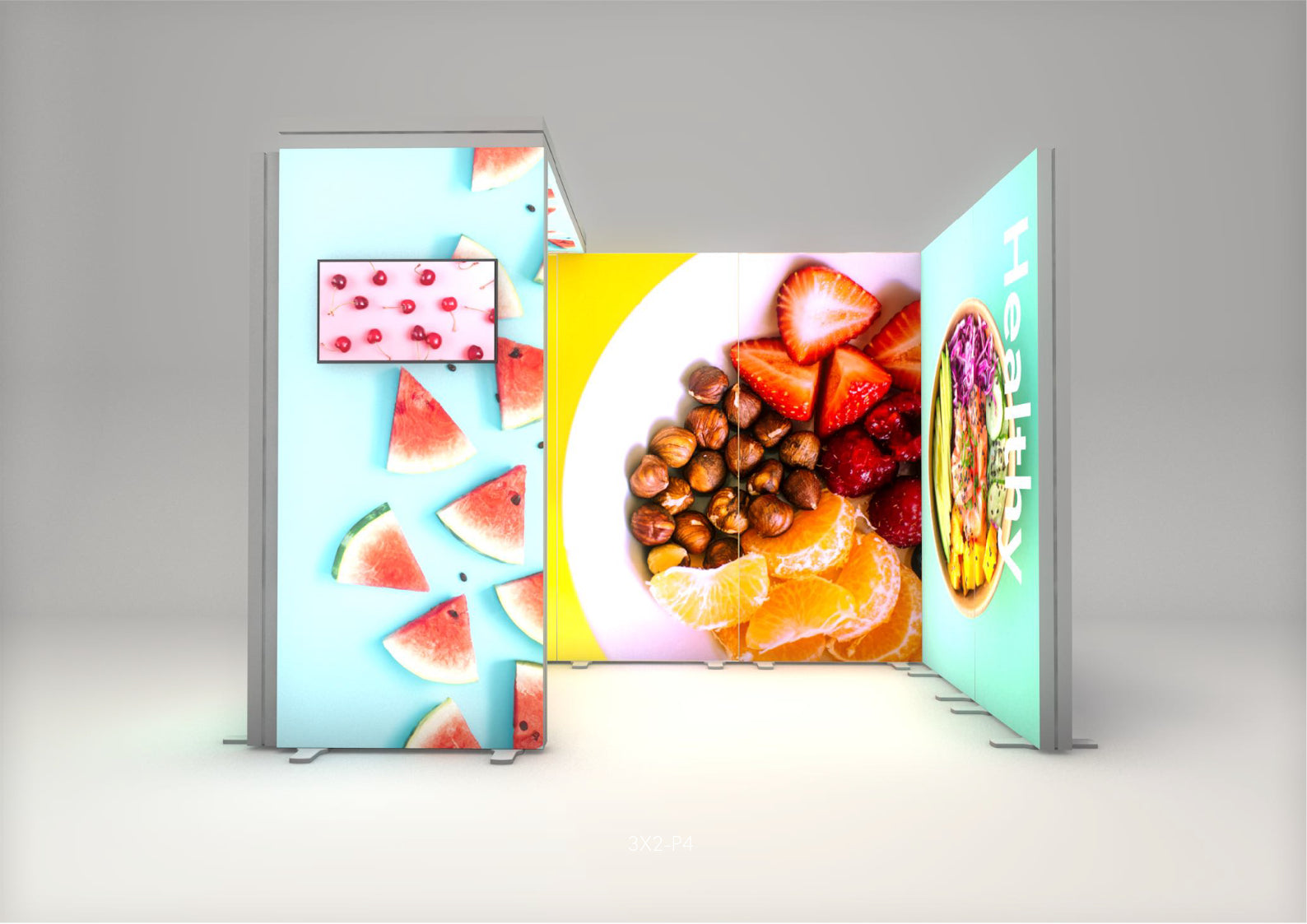 3x2m Whitebox® Package 4 Without Counter, Black, 1m x 2.25m + TV Bracket