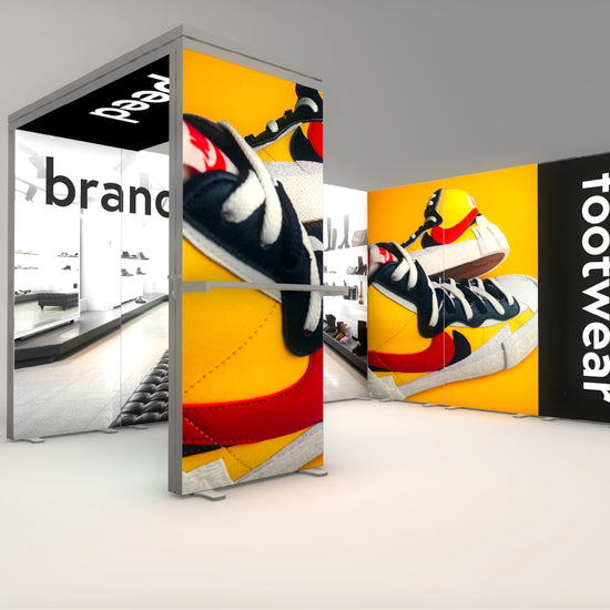 4x3m Whitebox® Package 3 Without Counter, Black, 1m x 2.25m + 1x Shelf