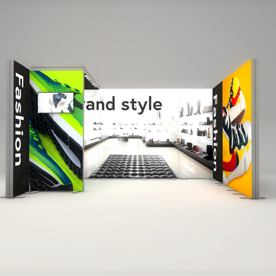 4x3m Whitebox® Package 4 Without Counter, Black, 1m x 2.25m + TV Bracket